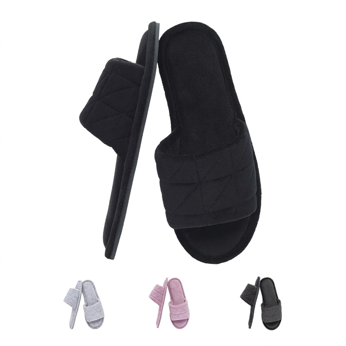 Women's Open Toe House Slippers Soft Velvet Portable Memory Foam GRS