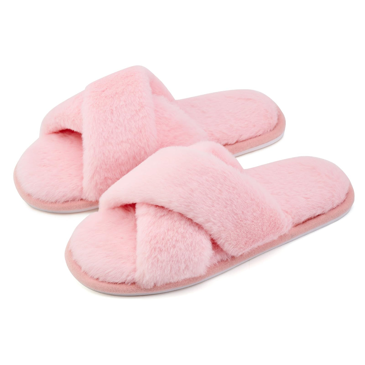 ANLUKE Women's Fuzzy Open Toe House Slippers with Memory Foam