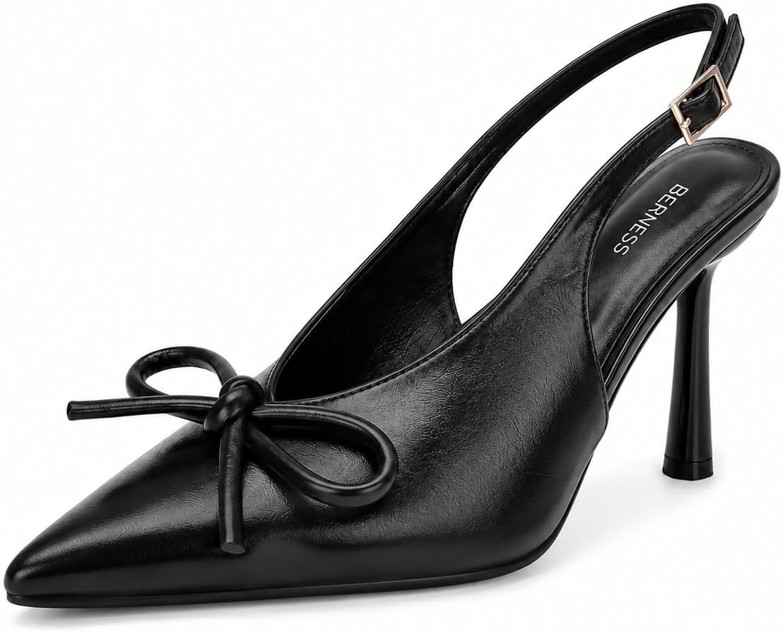Berness Women's Pointed Toe Pumps, 3.5 Inch Stiletto Slingback Heels