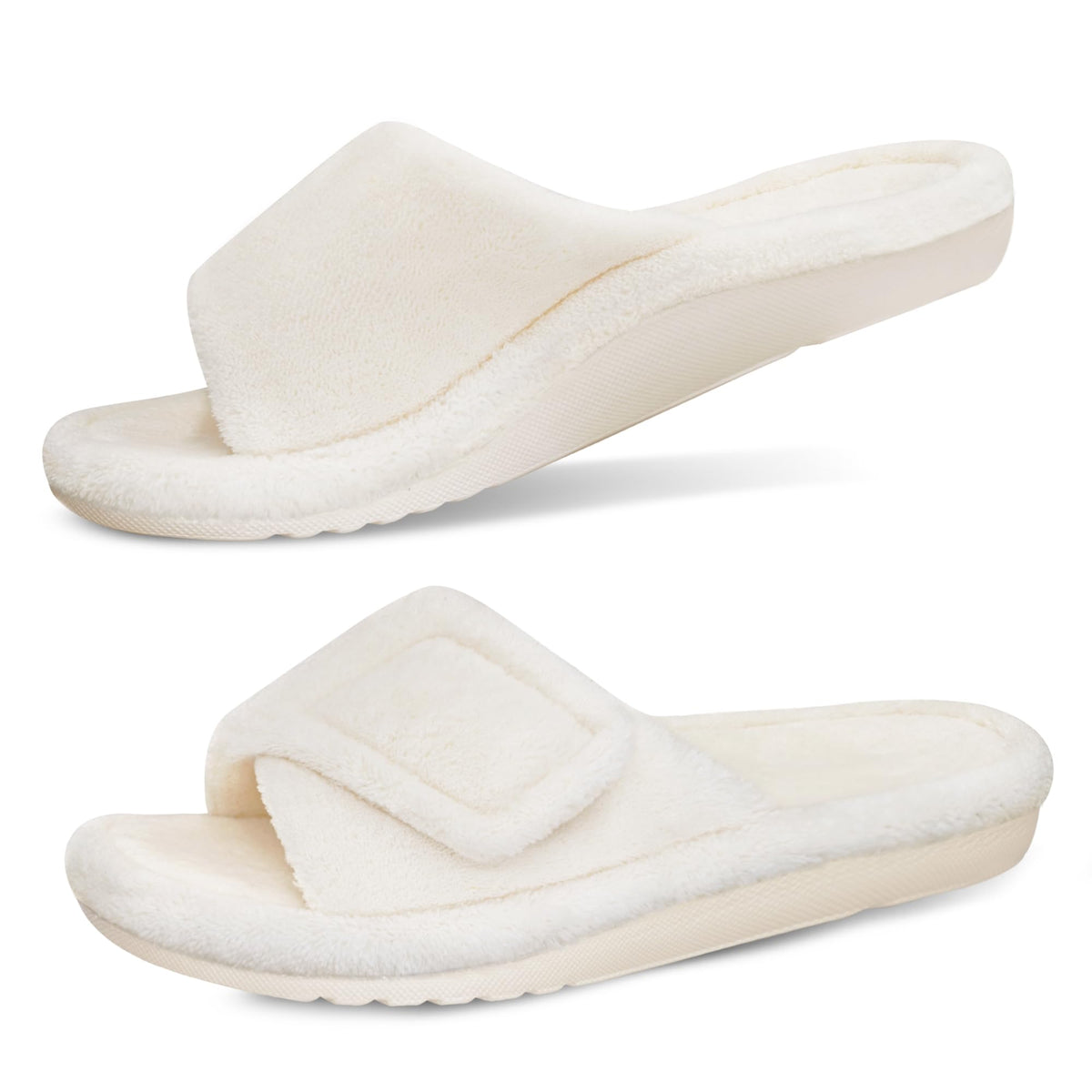 GRITHEIM Women's Orthotic Arch Support Slippers Fuzzy Adjustable Orthopedic Slippers for Plantar Fasciitis Furry Slide for Ladies