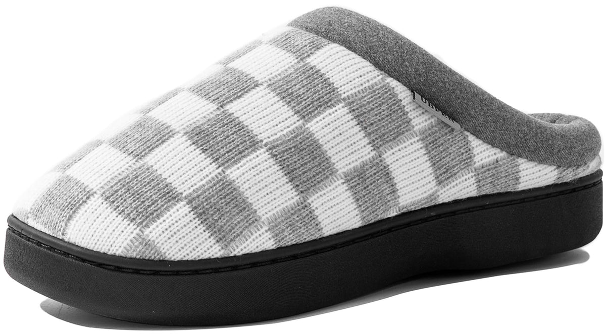 UBFEN Mens Womens Slippers Classic Plaid Winter Warm with Memory Foam Fluffy House Shoes Platform Indoor Bedroom