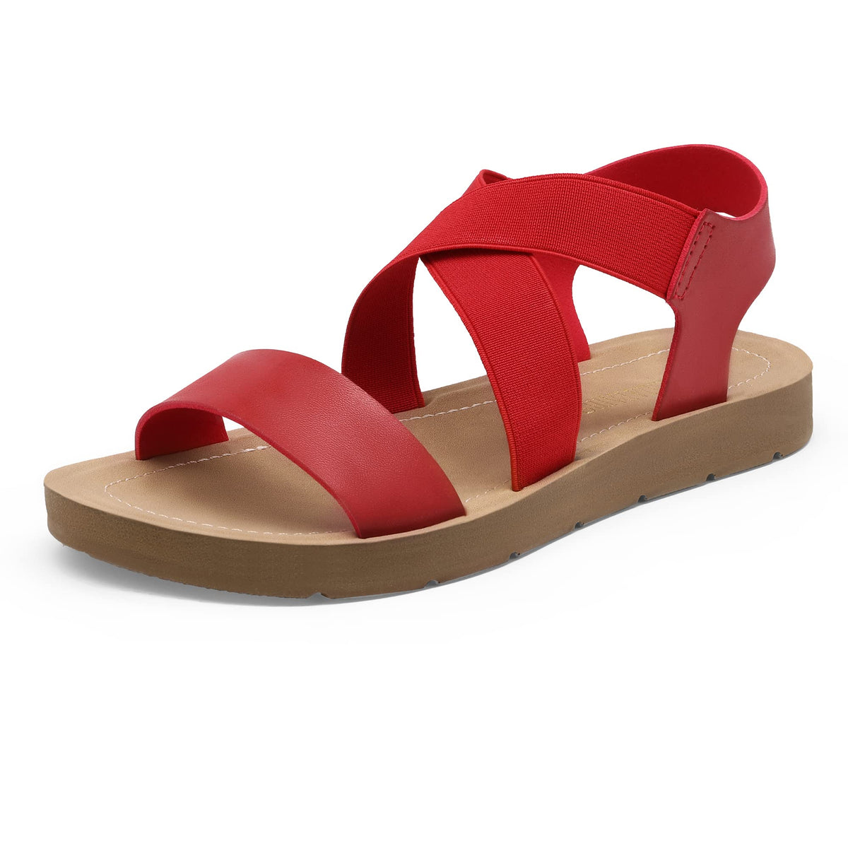 DREAM PAIRS Women's Elastic Ankle Strap Flat Sandals