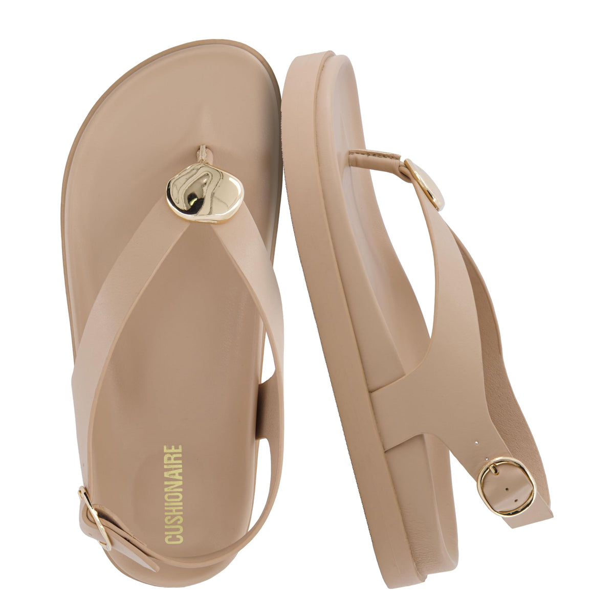 CUSHIONAIRE Expo Thong Sandals for Women, Comfortable Slingback Sandals with Arch Support and Cushioned Footbed
