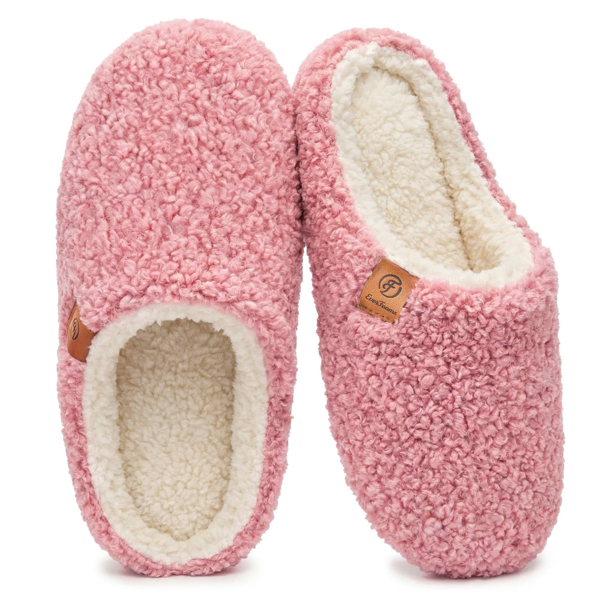 EverFoams Women’s Fuzzy Slippers Slip-on Memory Foam Indoor House Shoes