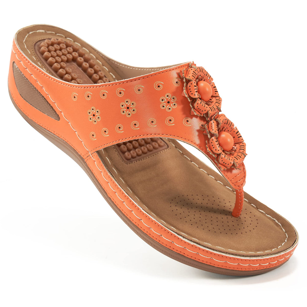 Ecetana Womens Wedge Flip Flops Comfortable Arch Support Summer Sandals