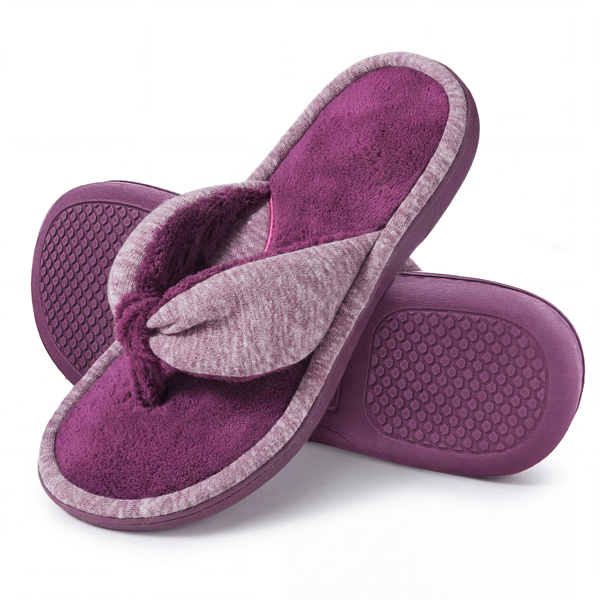 Wishcotton Women's Memory Foam Spa Thong Flip Flops Cozy Slippers