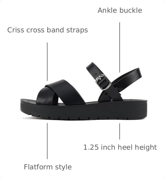Soda CHESTER ~ Women Flat Sandals Flatform Ankle Buckle Criss Cross Band Straps Sandals Shoes (Gold Raffia, 5.5)