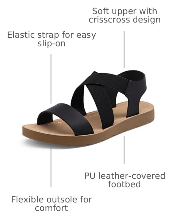 DREAM PAIRS Women's Elastic Ankle Strap Flat Sandals