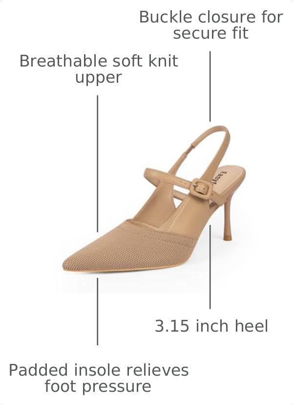 Easyfox Closed Toe Heels for Women Slingback Stiletto Dress Wedding Pumps