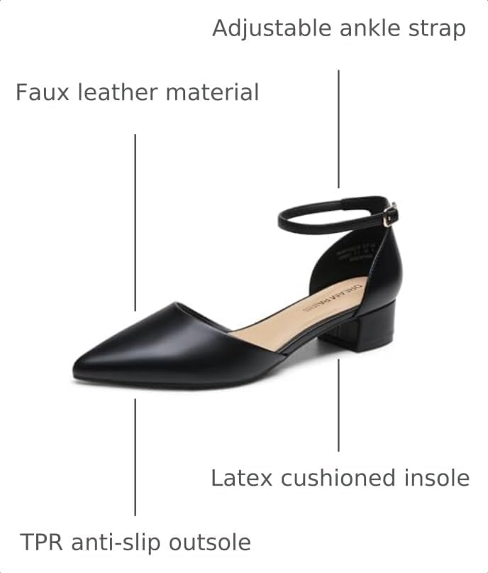 DREAM PAIRS Women's Low Heel Pointed Toe Dress Pumps