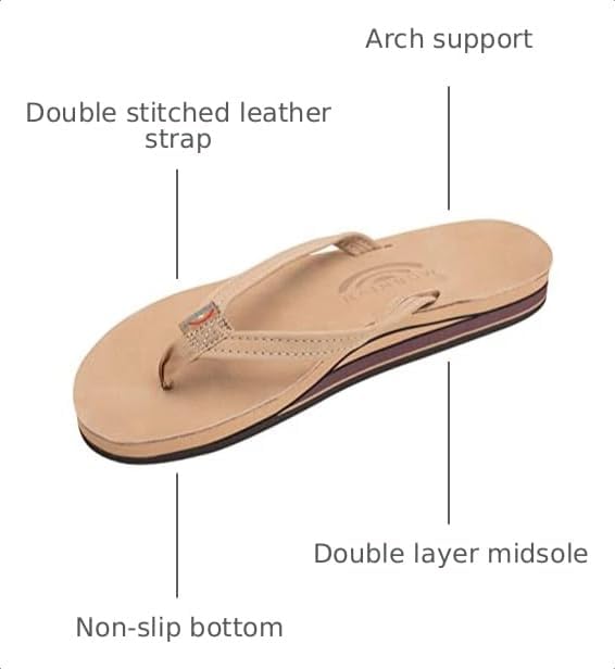 Rainbow Sandals Women's Double Layer, Narrow Strap, Leather Sandals w/Arch