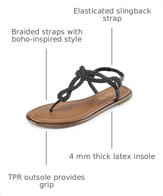 DREAM PAIRS Women's Flat T-Strap Dressy Sandals