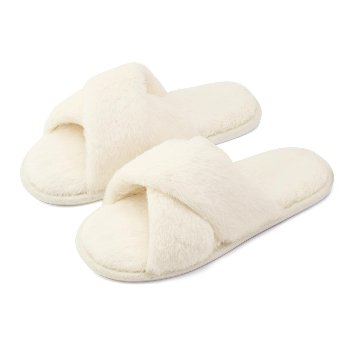 ANLUKE Women's Fuzzy Open Toe House Slippers with Memory Foam