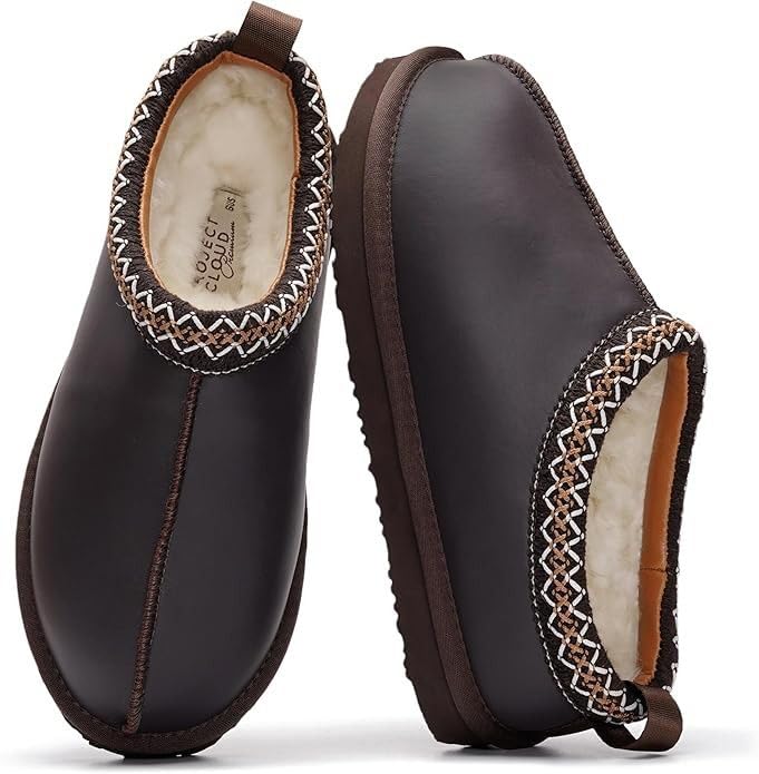 100% Genuine Leather Womens Slippers Fur-Lined Shearling Slippers for Women