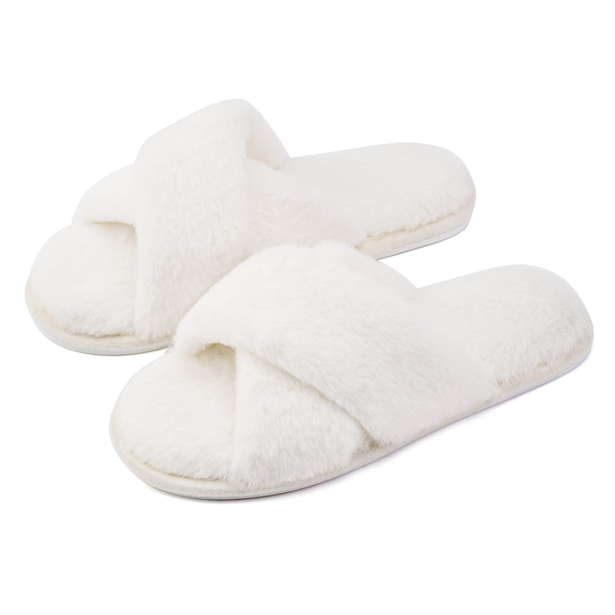 ANLUKE Women's Fuzzy Open Toe House Slippers with Memory Foam