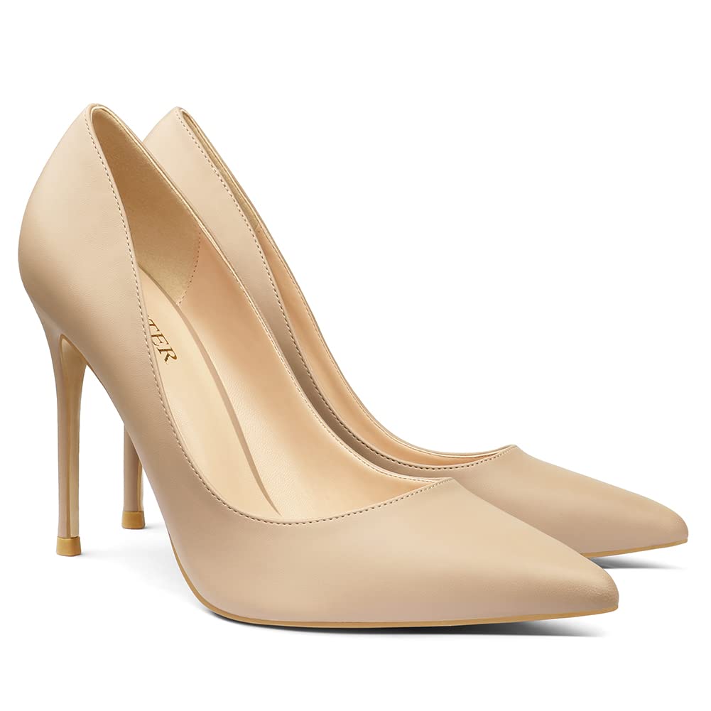 COLETER Women's 4 Inch Pumps Pointed Toe Dress Shoes Slip On Stiletto Pumps