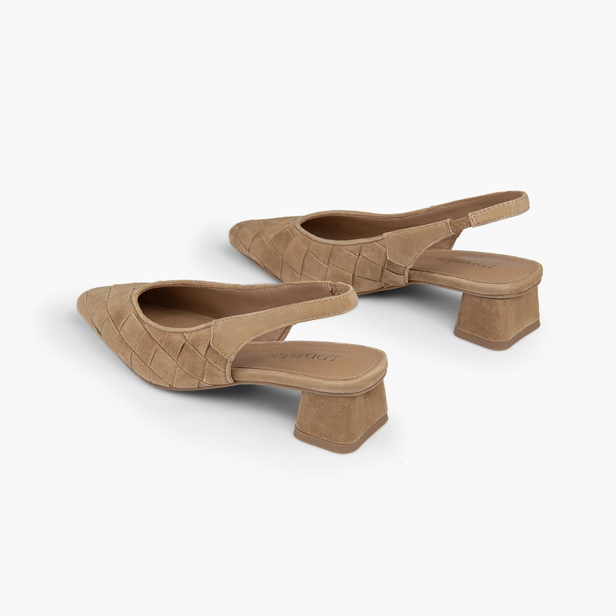 Block Heels for Women Woven Slingback Low Chunky Pumps