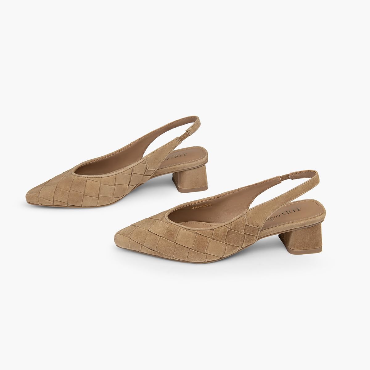 Block Heels for Women Woven Slingback Low Chunky Pumps