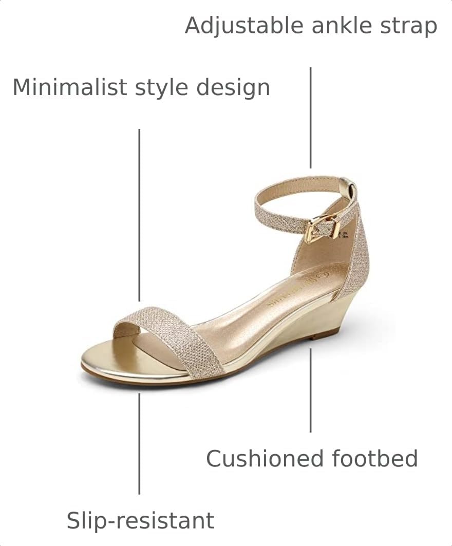 DREAM PAIRS Women's Ingrid Ankle Strap Low Wedge Sandal
