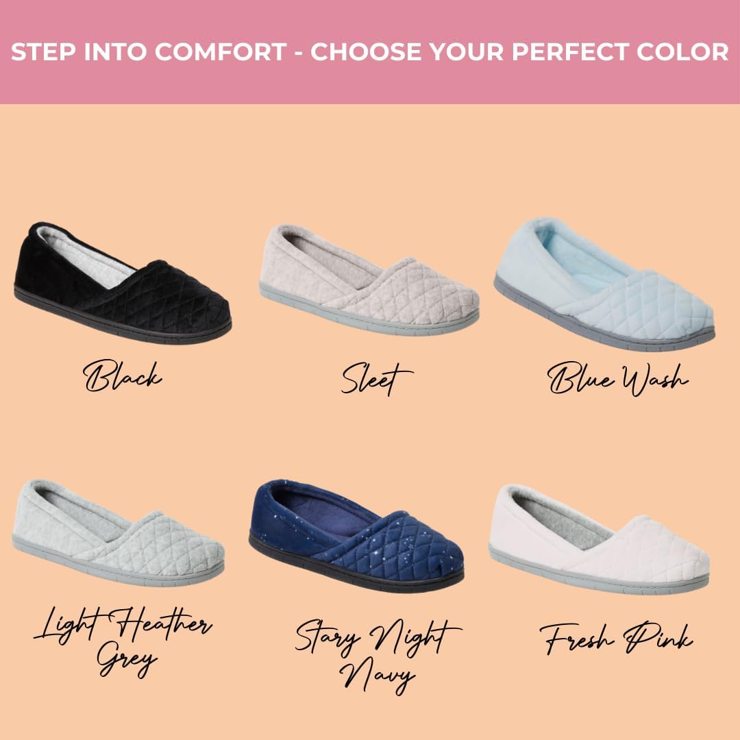 Dearfoams Women's Microfiber Velour A-Line Flat