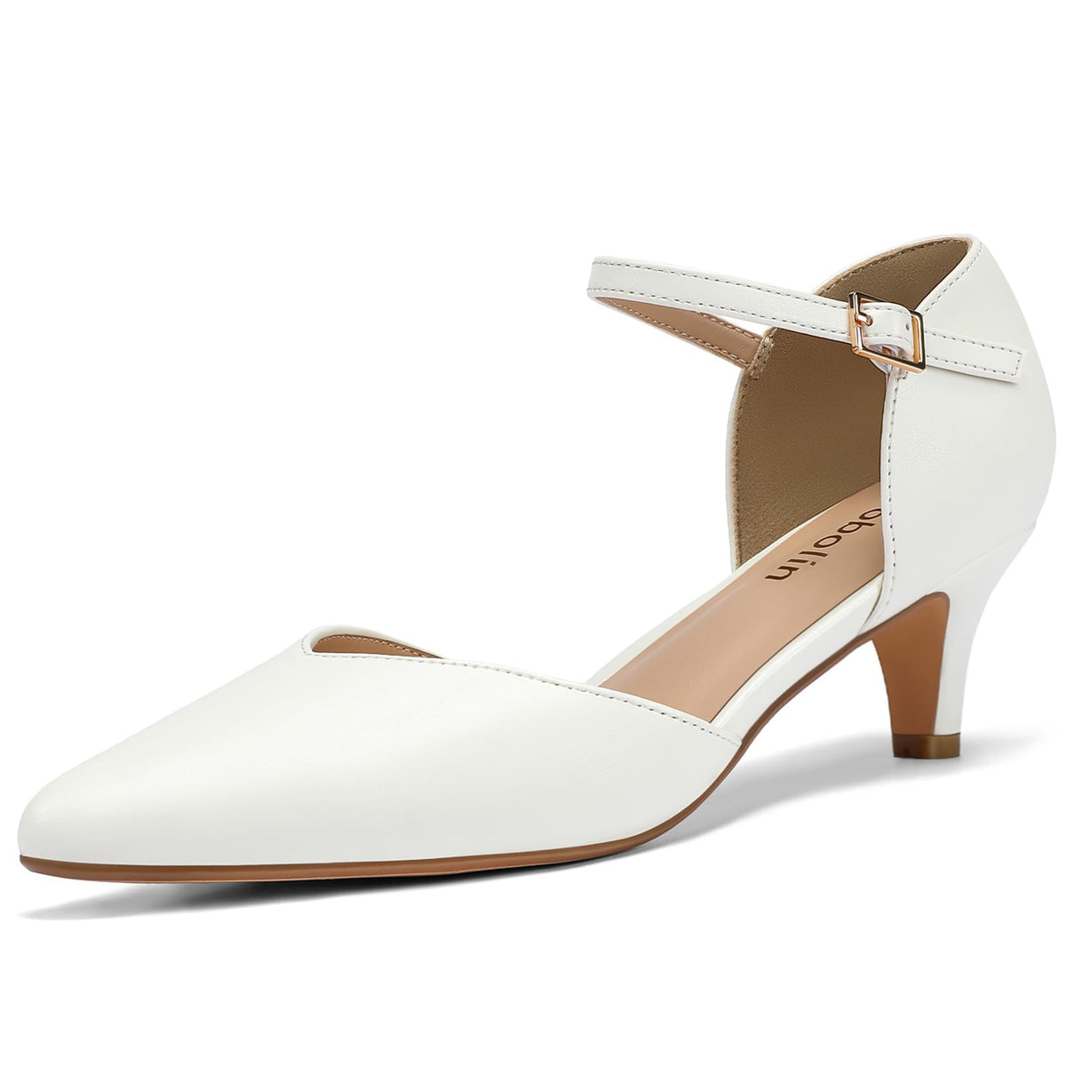 DOBOLIN Kitten Heels for Women Pointed Toe Pumps Dress Shoes