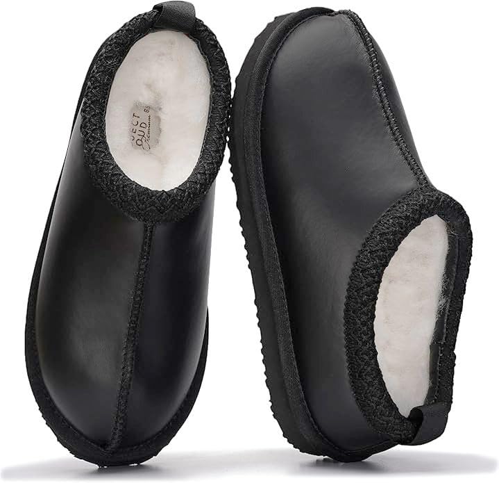 100% Genuine Leather Womens Slippers Fur-Lined Shearling Slippers for Women
