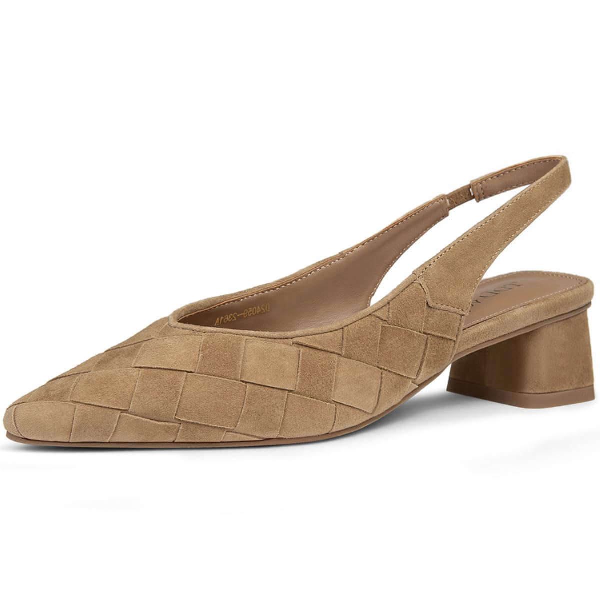 Block Heels for Women Woven Slingback Low Chunky Pumps
