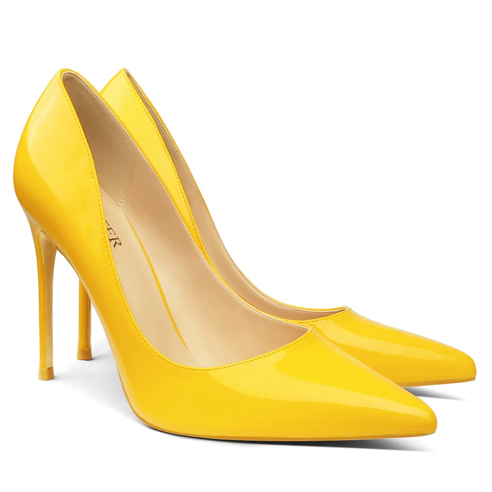 COLETER Women's 4 Inch Pumps Pointed Toe Dress Shoes Slip On Stiletto Pumps