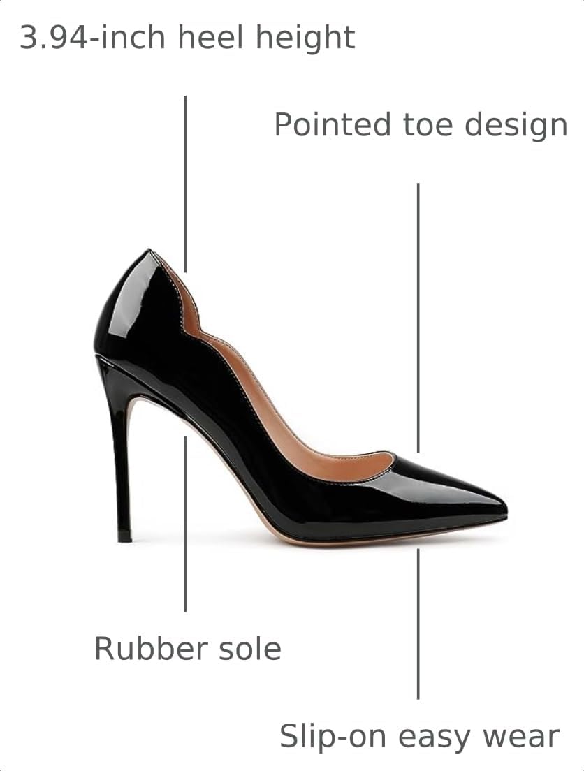 COLETER Women's 4 Inch Pumps Pointed Toe Dress Shoes Slip On Stiletto Pumps
