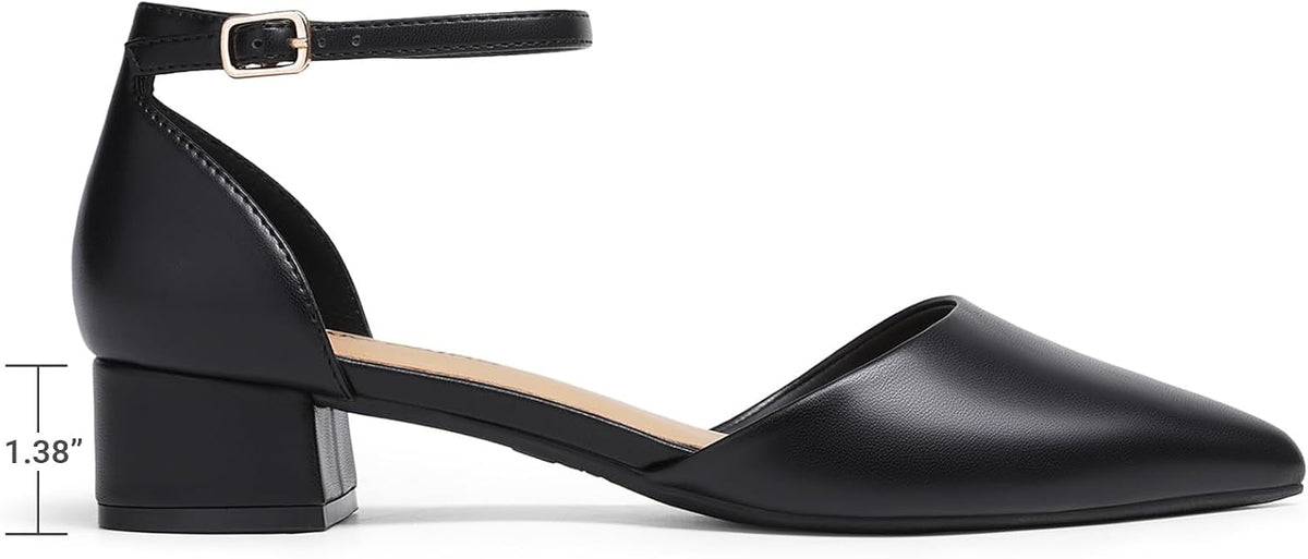 DREAM PAIRS Women's Low Heel Pointed Toe Dress Pumps