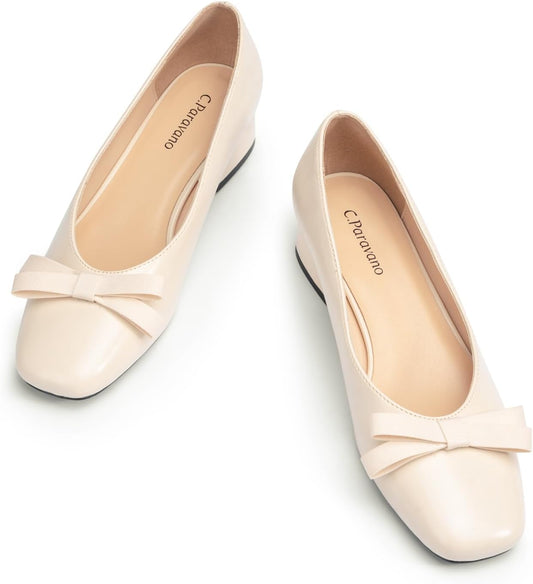 C.Paravano Women's Pumps | Chunky Block Heel & Square Toe | Dressy Casual