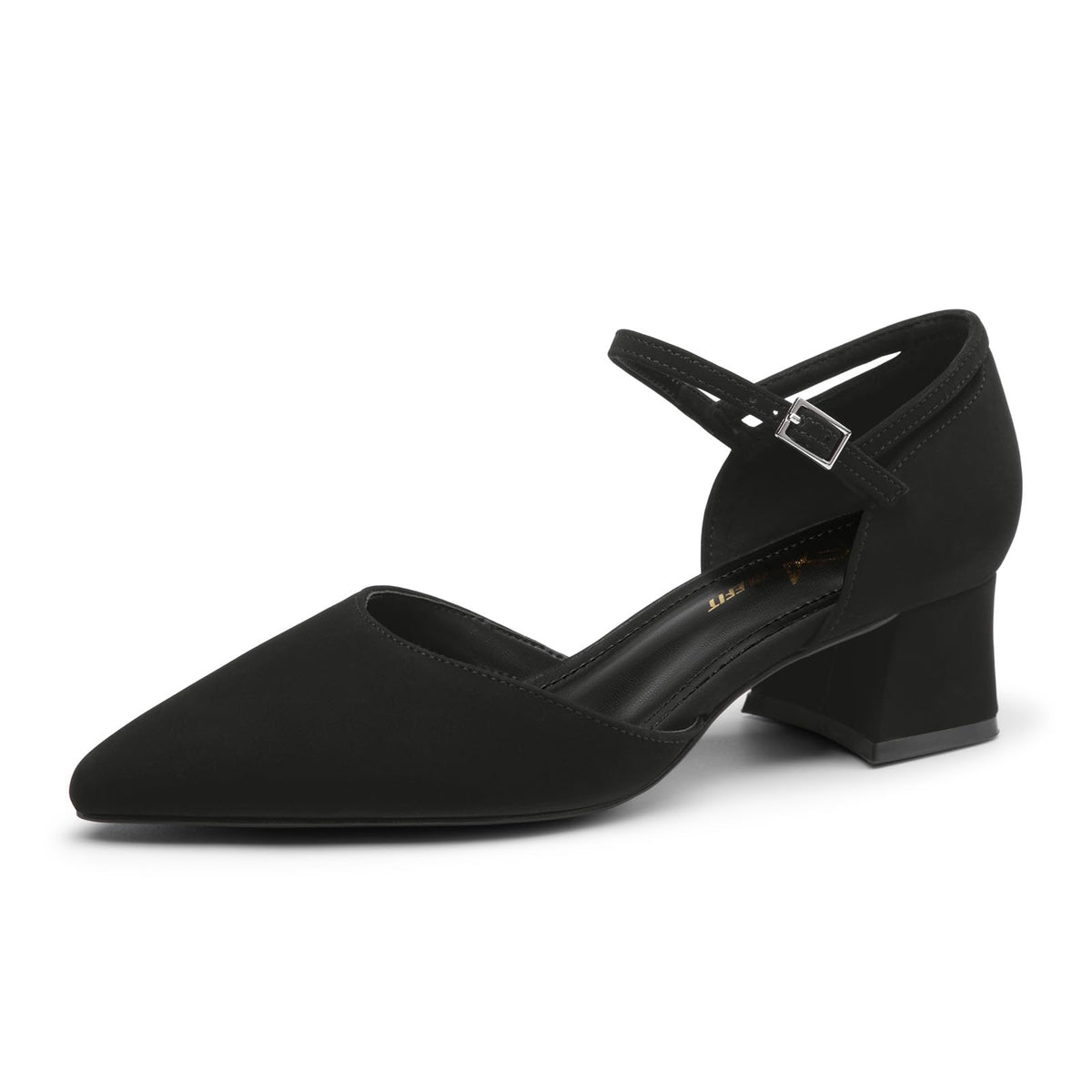 Athlefit Women's Pointed Toe Low Chunky Heel Pump Shoes