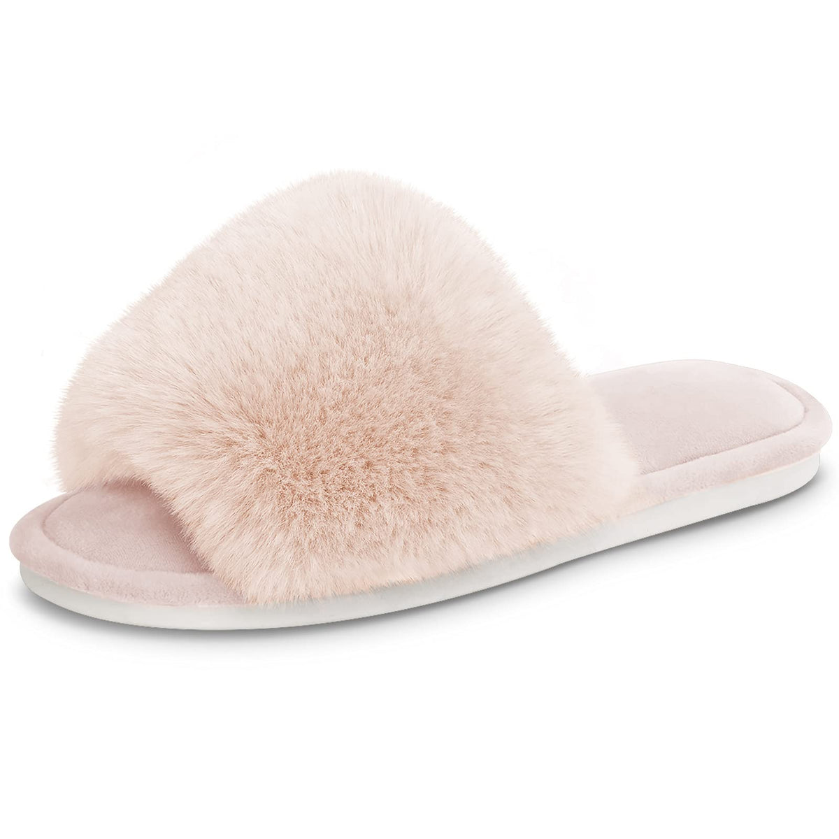 Parlovable Fuzzy Slippers for Women Open-Toe Slip On
