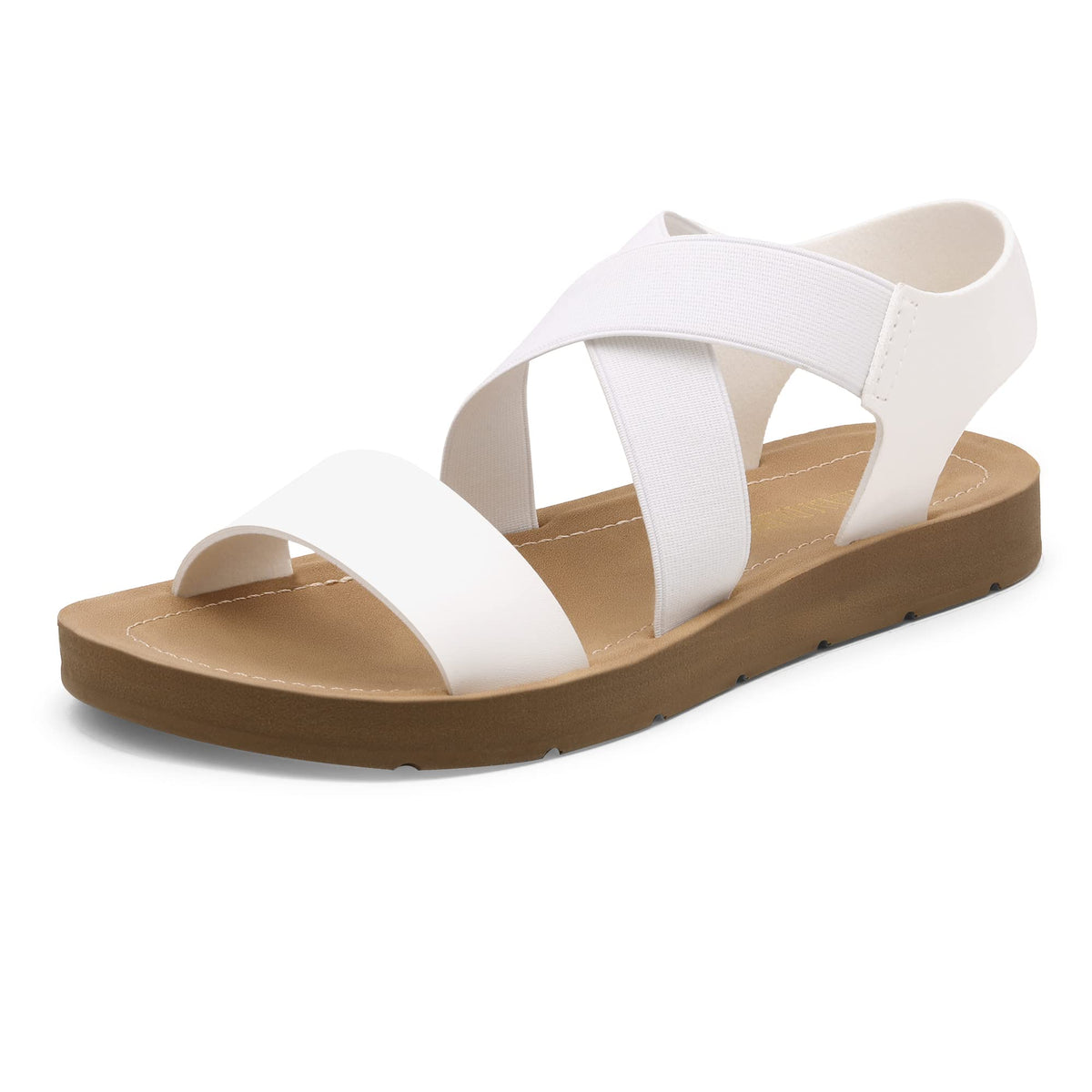 DREAM PAIRS Women's Elastic Ankle Strap Flat Sandals