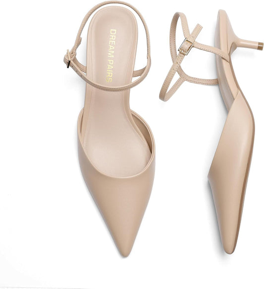 DREAM PAIRS Kitten Heels for Women Closed Toe Pumps
