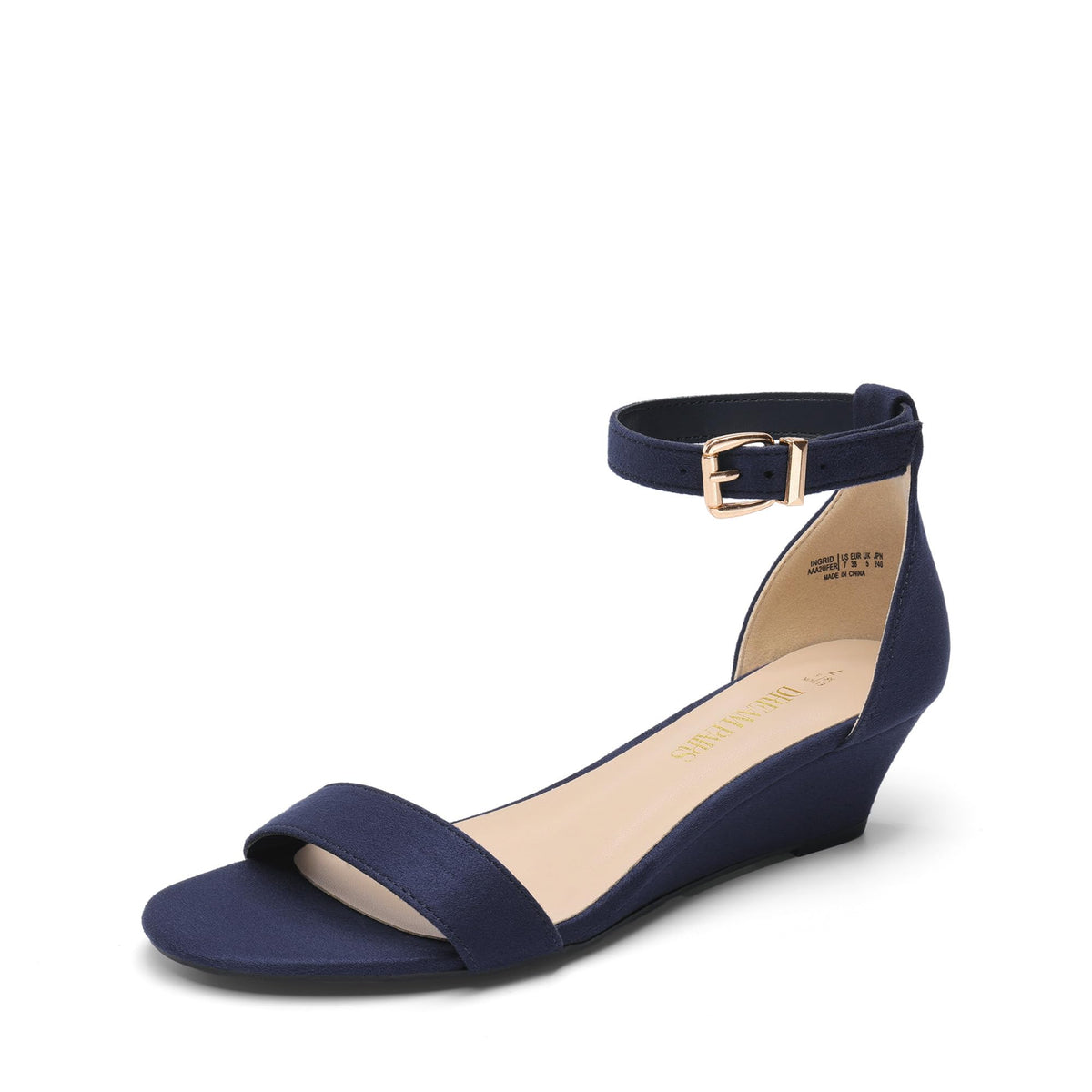 DREAM PAIRS Women's Ingrid Ankle Strap Low Wedge Sandal