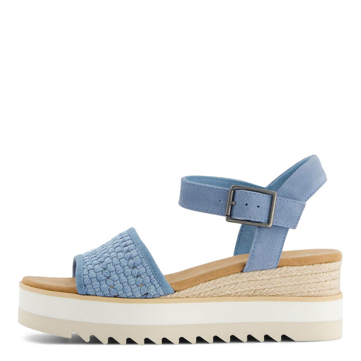 TOMS Women's Diana Wedge Heel Sandal, Leather Upper, Rope-Wrapped Midsole, Adjustable Strap, Buckle, OrthoLite Insole