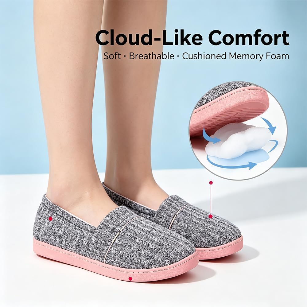 Urbancolor Women Washable Closed Back Indoor Slippers Anti-Slip House Slipper Breathable Home Shoes