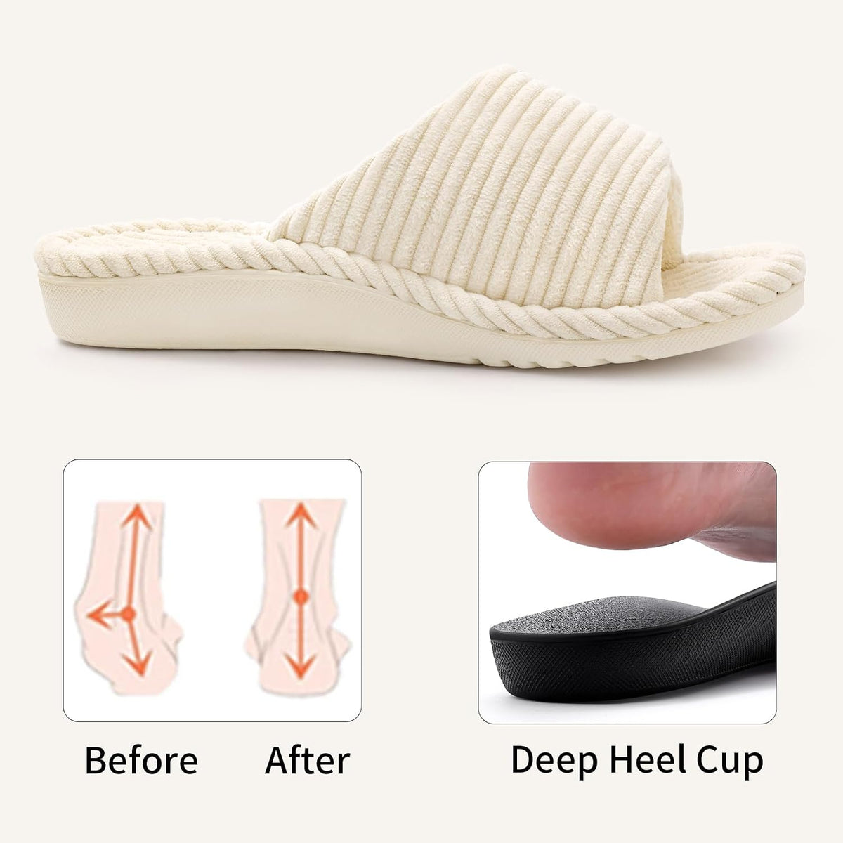 Litfun Orthopedic Slippers for Women Arch Support House Shoes