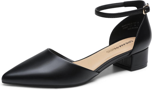 DREAM PAIRS Women's Low Heel Pointed Toe Dress Pumps