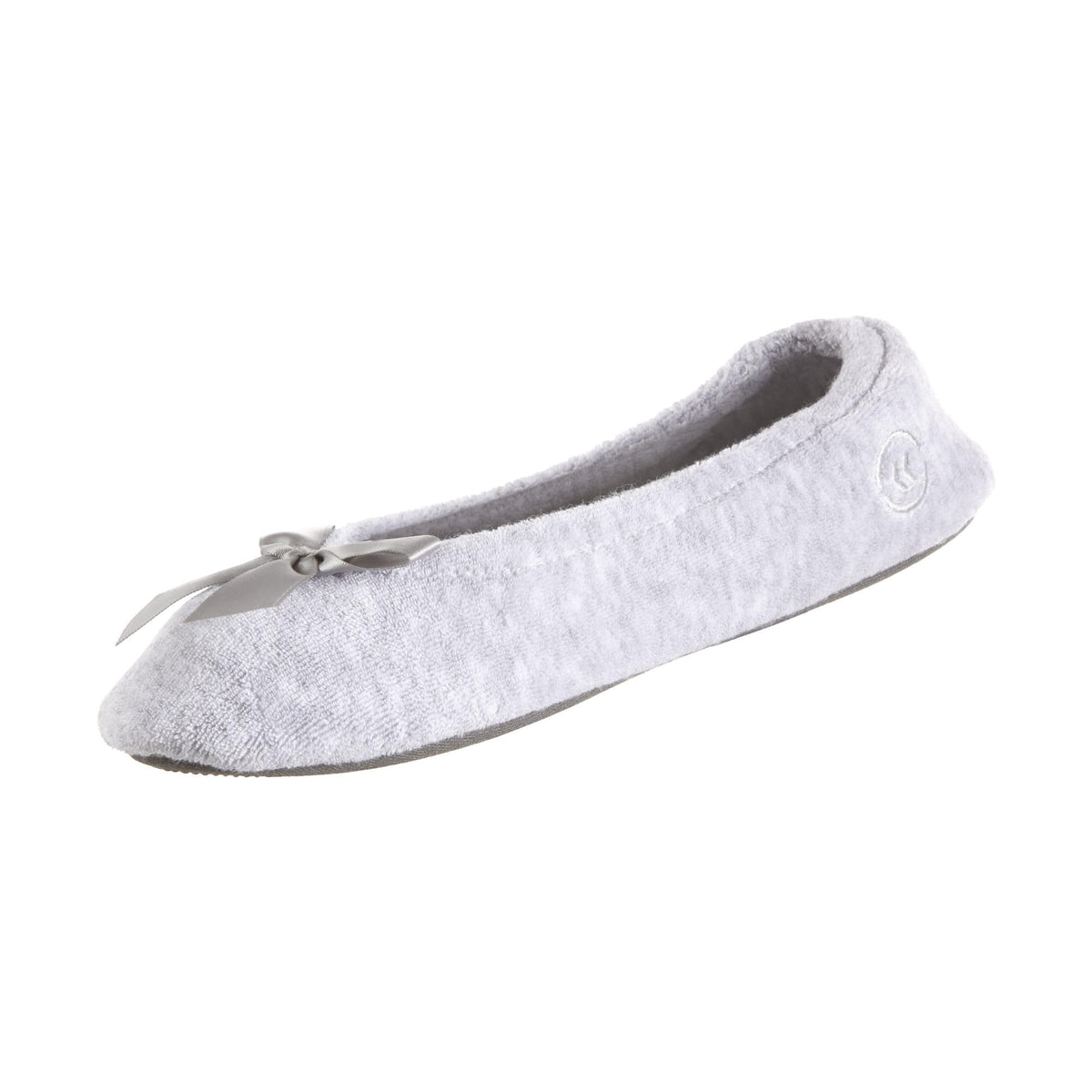 Isotoner Women’s Classic Terry Ballerina Slipper: Soft, Breathable, Terry Lined, Satin Bow, Secure Fit