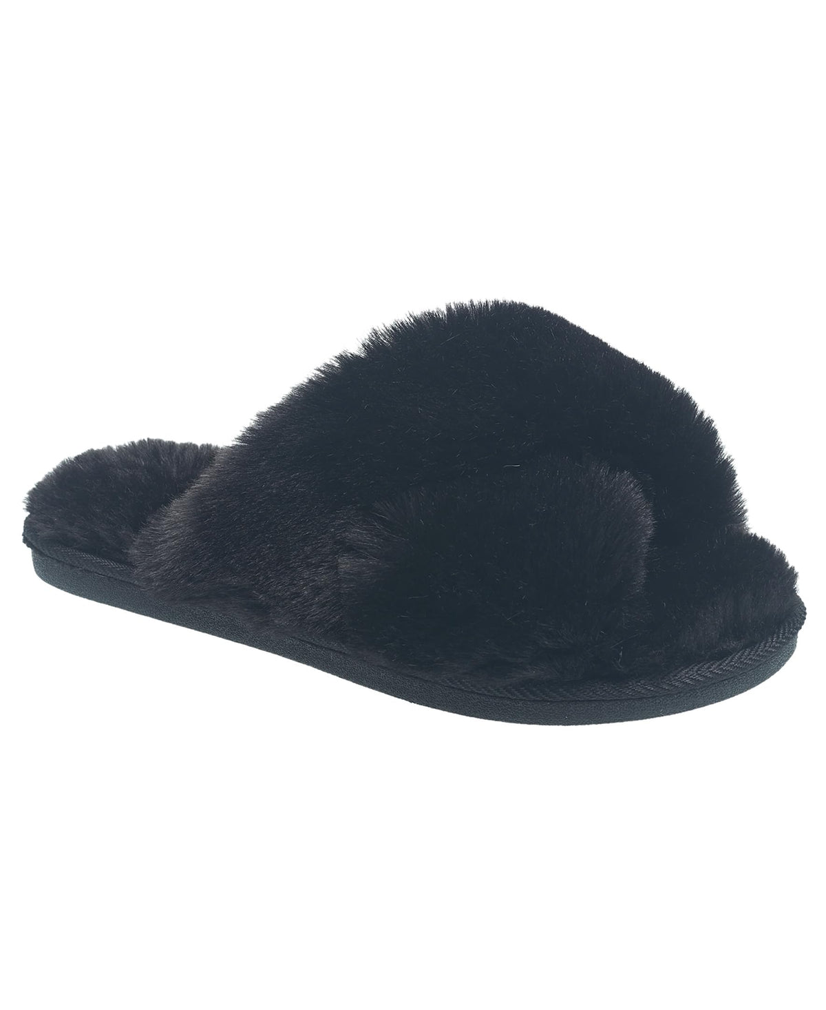 Nine West Women's Fuzzy Crossband Slippers – Soft Plush Open Toe House Slides with Memory Foam Sole