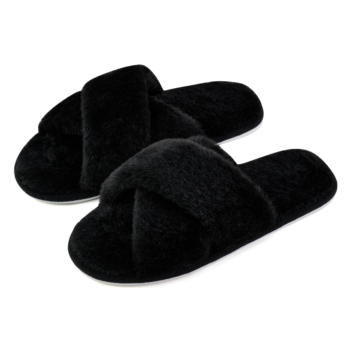 ANLUKE Women's Fuzzy Open Toe House Slippers with Memory Foam
