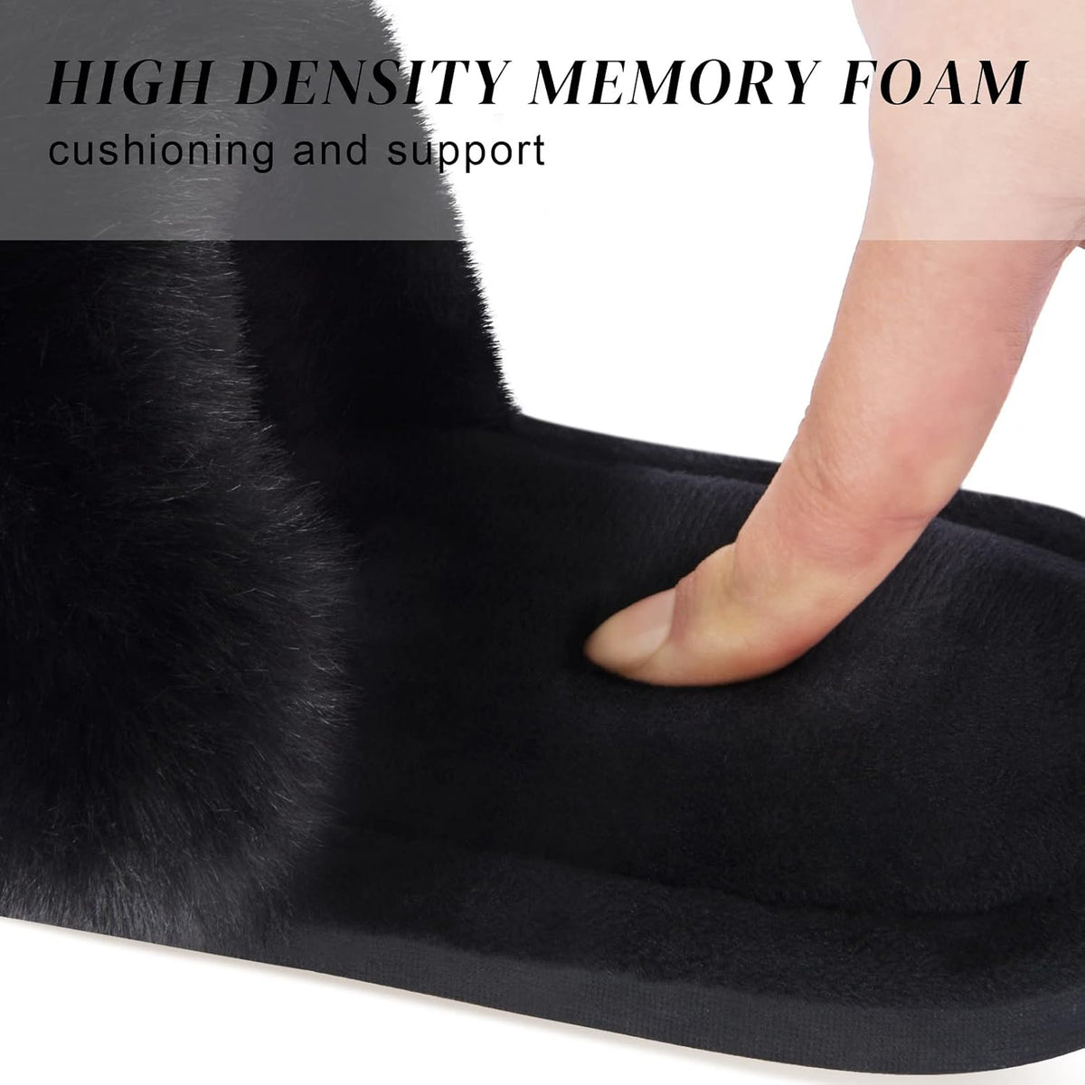 Parlovable Fuzzy Slippers for Women Open-Toe Slip On