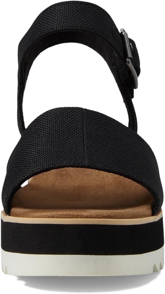 TOMS Women's Diana Wedge Heel Sandal, Leather Upper, Rope-Wrapped Midsole, Adjustable Strap, Buckle, OrthoLite Insole