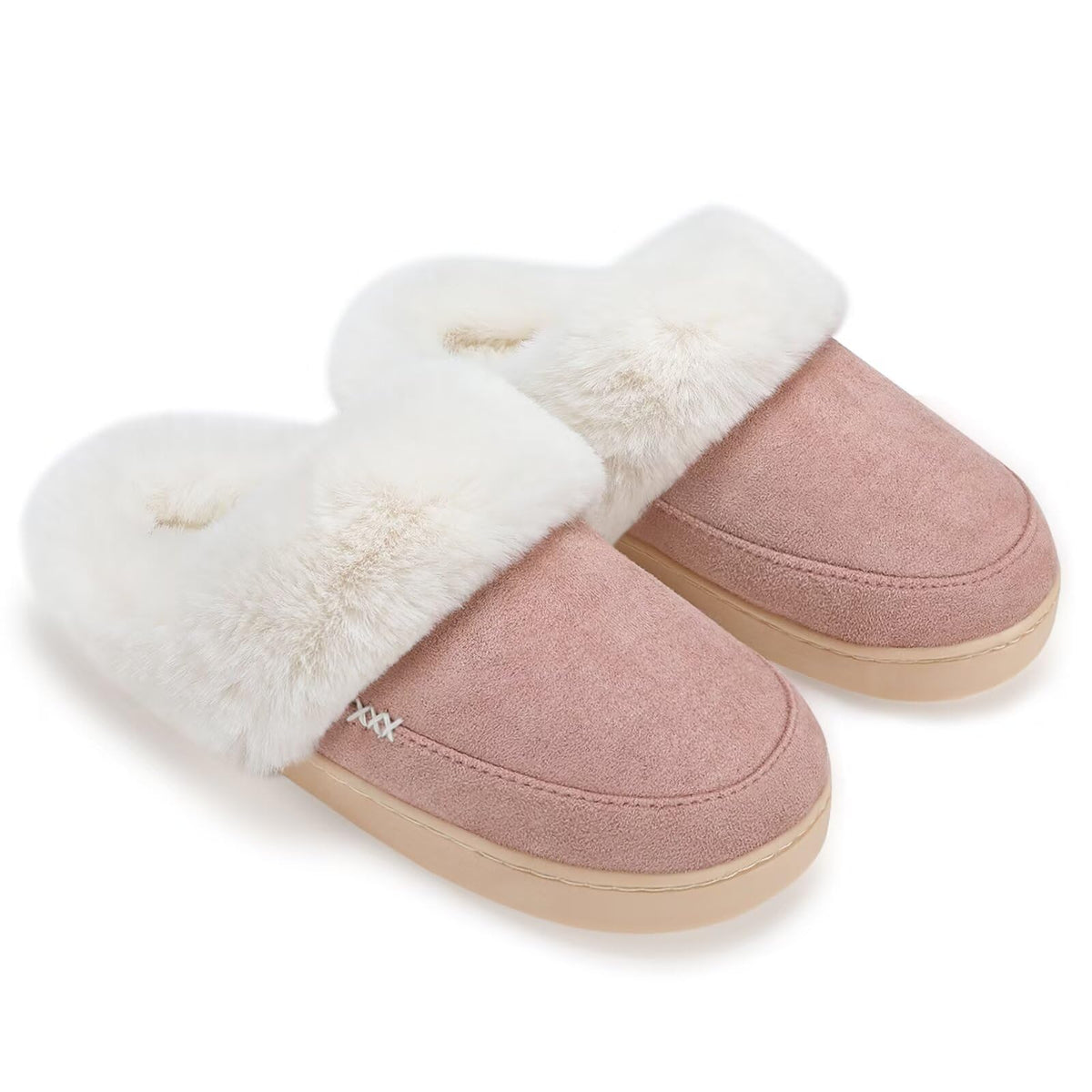 NineCiFun Women's and Men's Memory Foam House Slippers, Faux Fur Lined Indoor Fuzzy Slippers with No-slip Sole, Slip on Suede Home Shoes, Warm Winter Gift for Women & Men