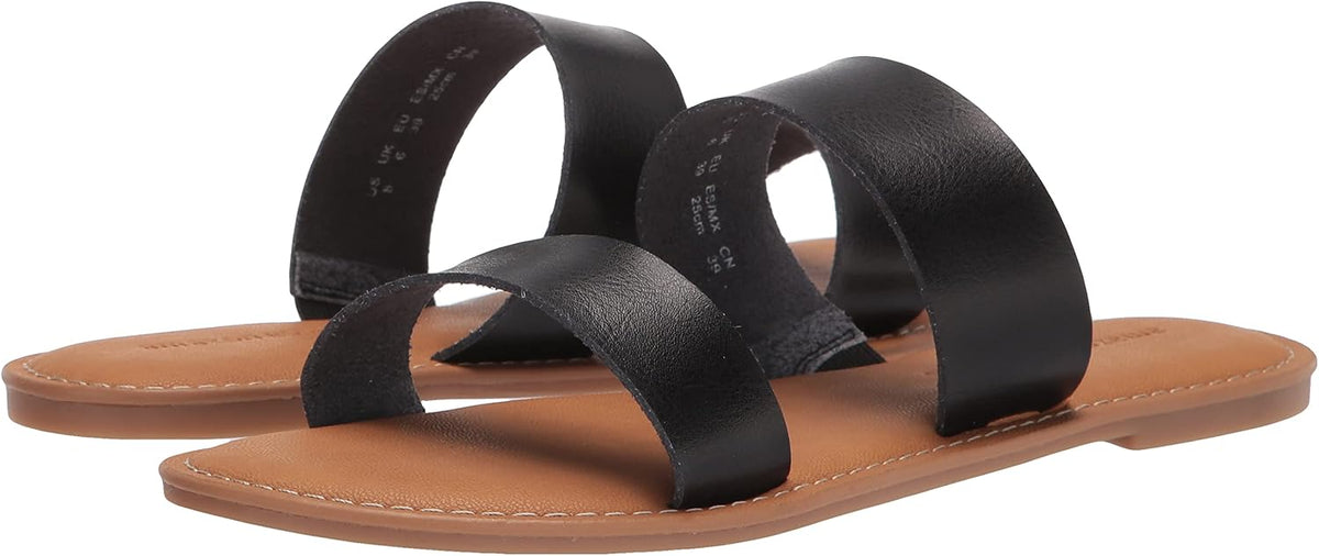 Amazon Essentials Women's Two Band Slip On Open Toe Fashion Slide Sandal