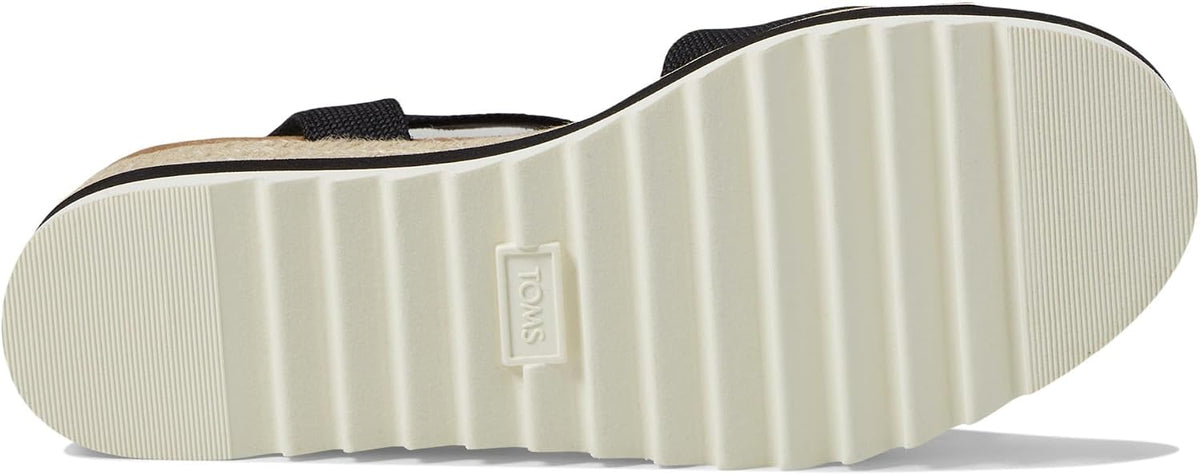 TOMS Women's Diana Wedge Heel Sandal, Leather Upper, Rope-Wrapped Midsole, Adjustable Strap, Buckle, OrthoLite Insole