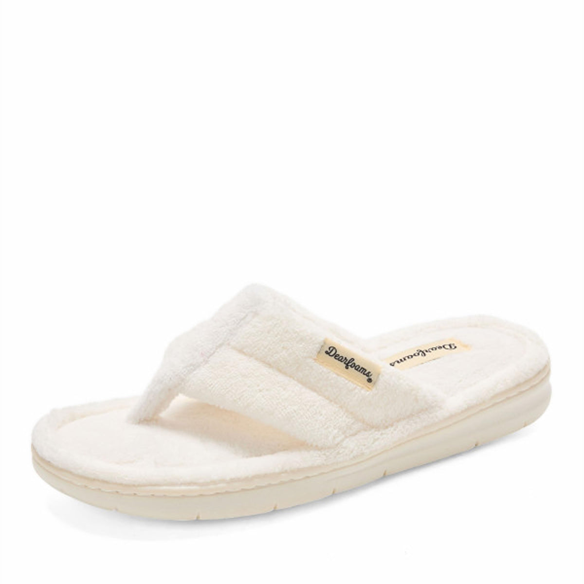 Dearfoams Women's Melanie Thong Slide Memory Foam Terry Sandal Summer House Slippers