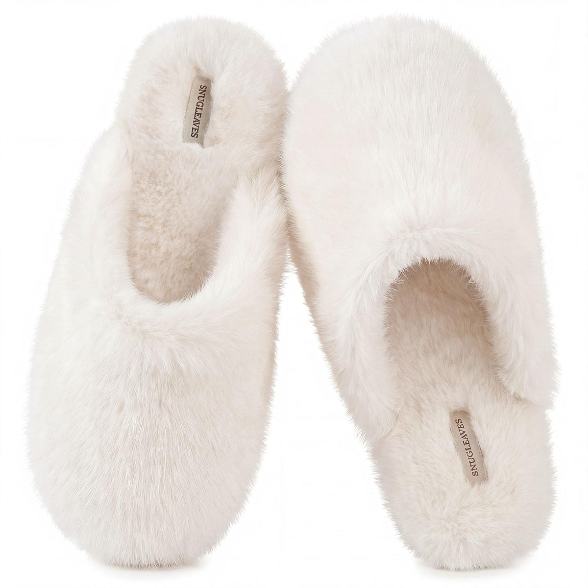Snug Leaves Women's Fuzzy Scuff Slippers Memory Foam Non-slip House Shoes